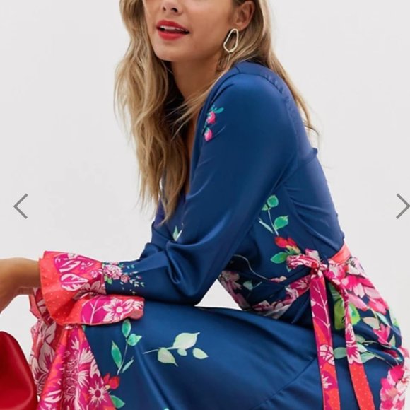 NEW WITHOUT TAG. ASOS. Liquorish wrap front midi tea dress. SIZE: 4 - Picture 3 of 6